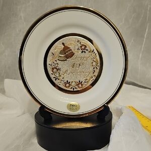 Gold and White 40th Anniversary Plate - Chokin Plate